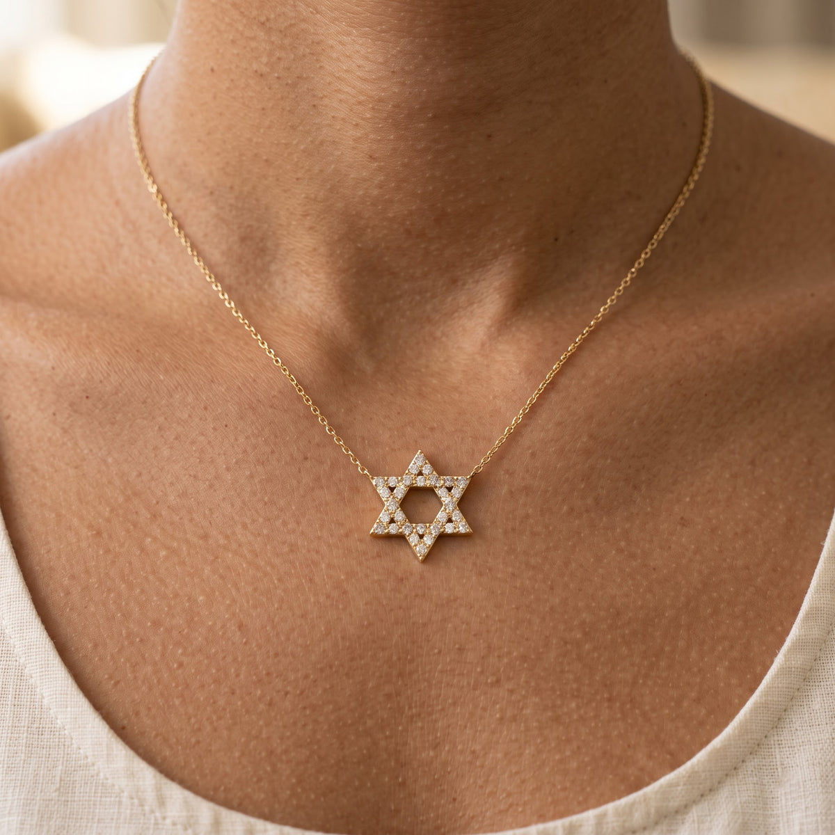 Star of David Baguette Round Pendant, image 5