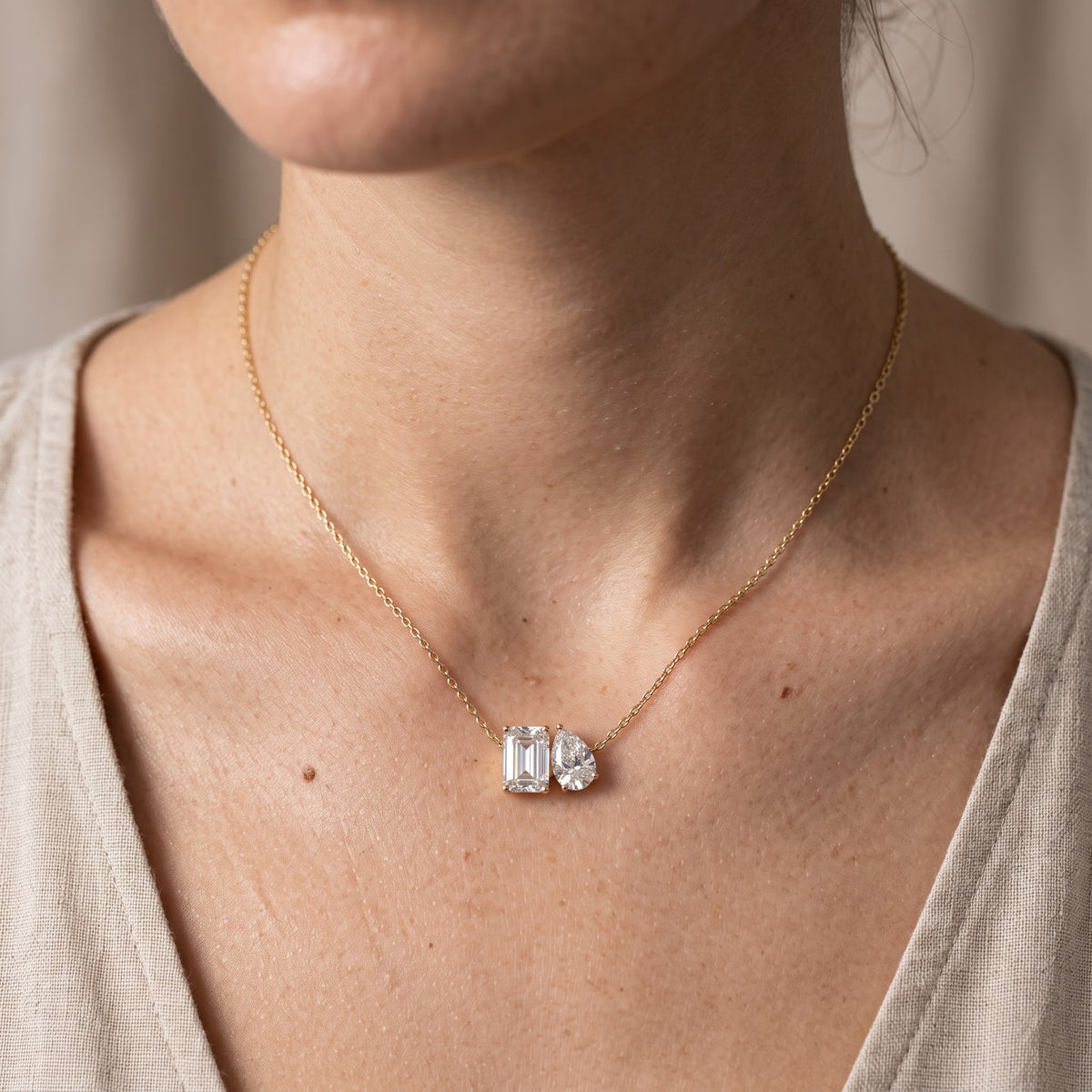 Toi Et Moi Pear & Emerald Pendant, image 6