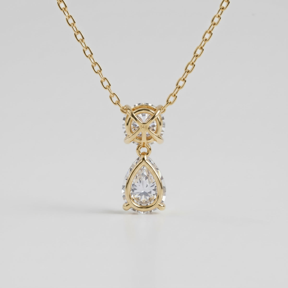 Two Stone Pear Round Dropdown Pendant, image 4