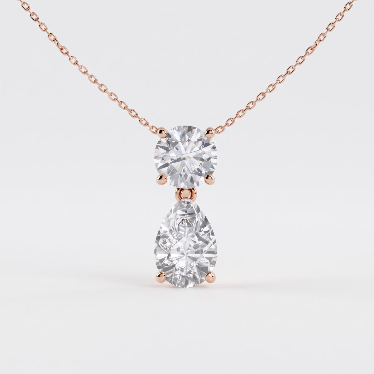 Two Stone Pear Round Dropdown Pendant, image 5