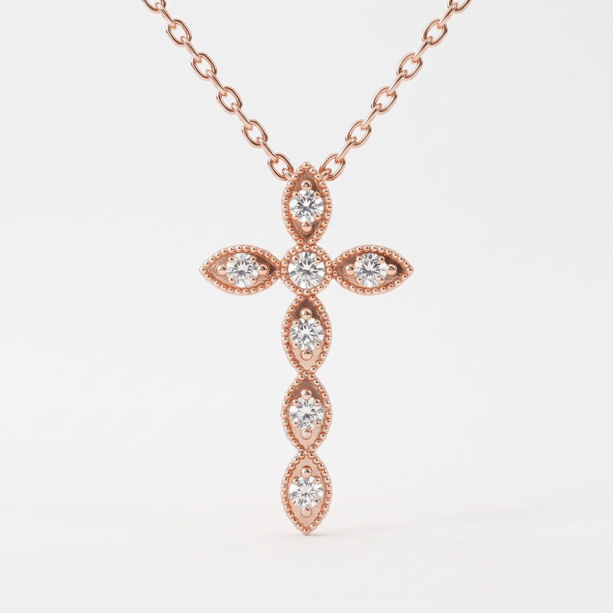 Vintage Inspired Diamond Cross Pendant Necklace