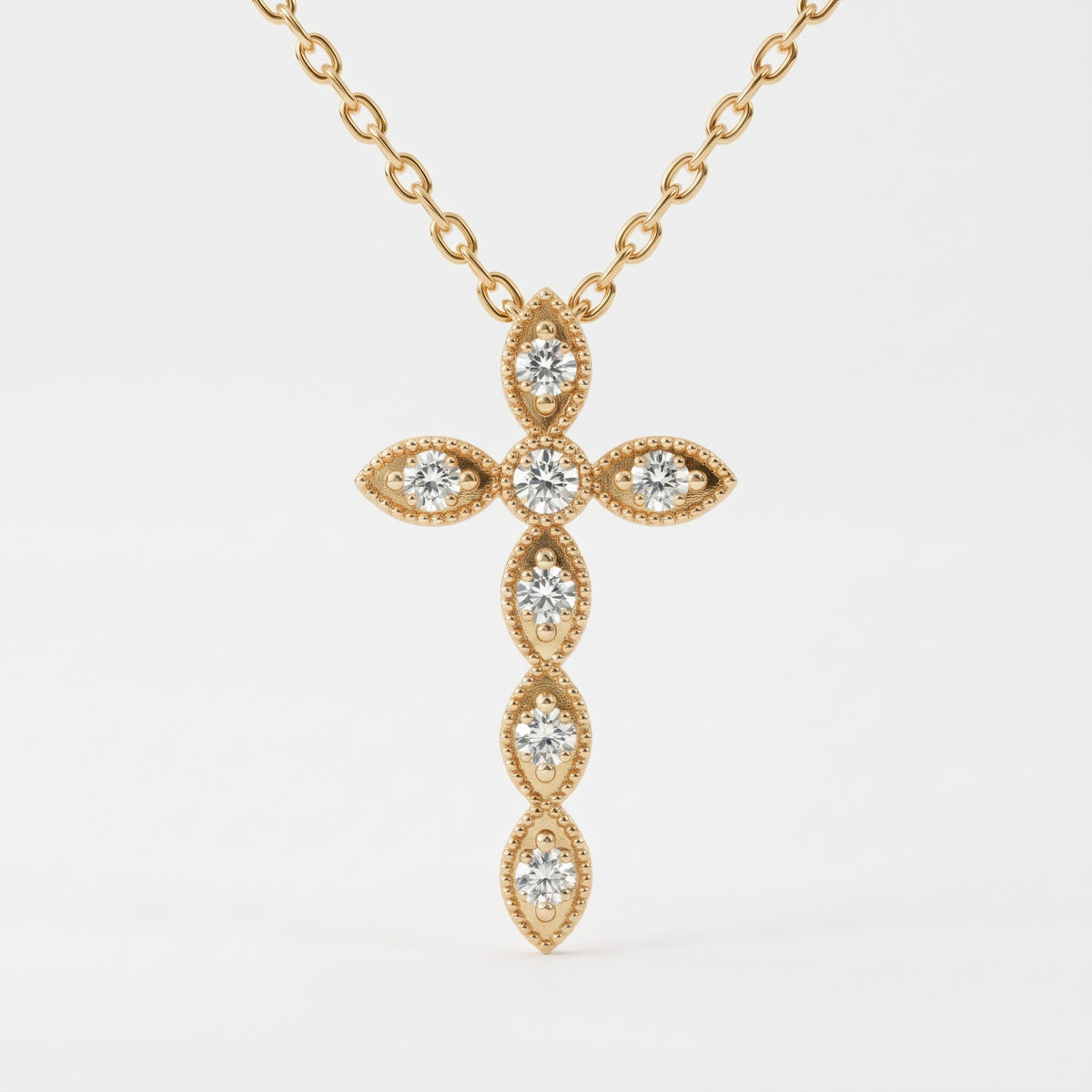 Vintage Inspired Diamond Cross Pendant Necklace, image 2