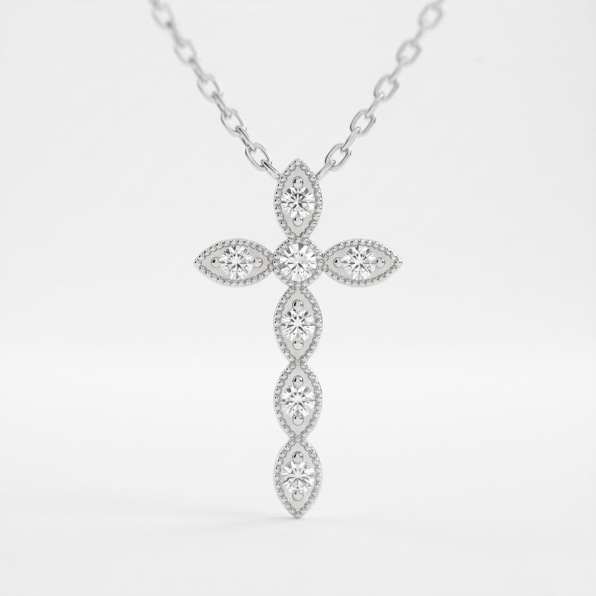 Vintage Inspired Diamond Cross Pendant Necklace, image 6