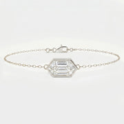 Minimalist Bezel Set Hexagon Cut Diamond Chain Bracelet, view 5