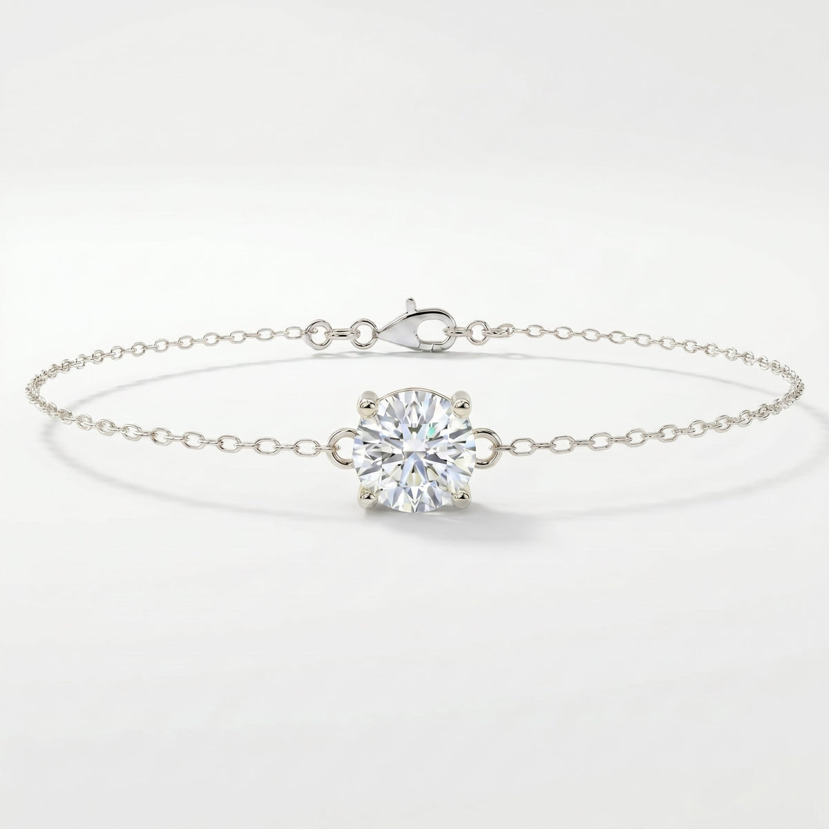 Minimalist Round Cut Diamond Chain Bracelet, view 4