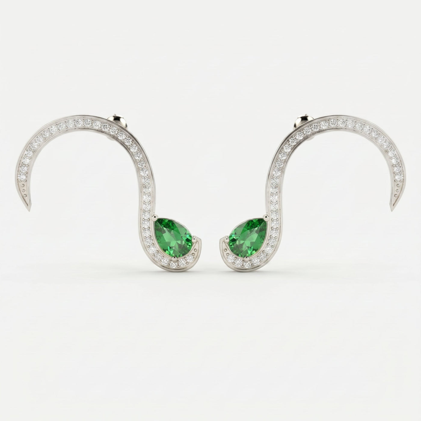 Green Gemstone Trance Pavé Fashion Earrings, view 3