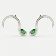 Green Gemstone Trance Pavé Fashion Earrings, view 3