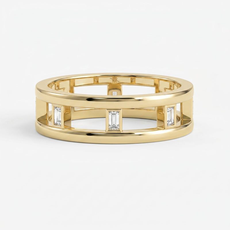 Geometric Baguette Diamond Eternity Band Ring, view 1