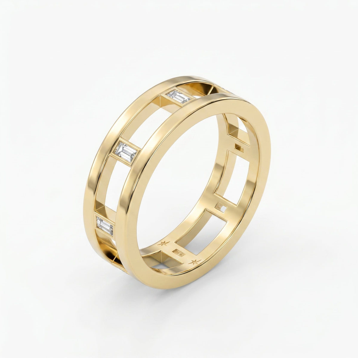 Geometric Baguette Diamond Eternity Band Ring, view 3