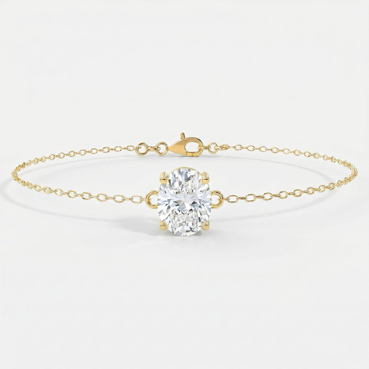 Minimalist Lab Grown Diamond Oval Cut Diamond Solitaire Bracelet, view 1
