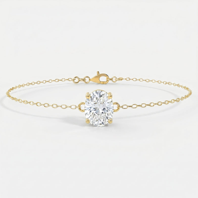 Minimalist Lab Grown Diamond Oval Cut Diamond Solitaire Bracelet, view 1