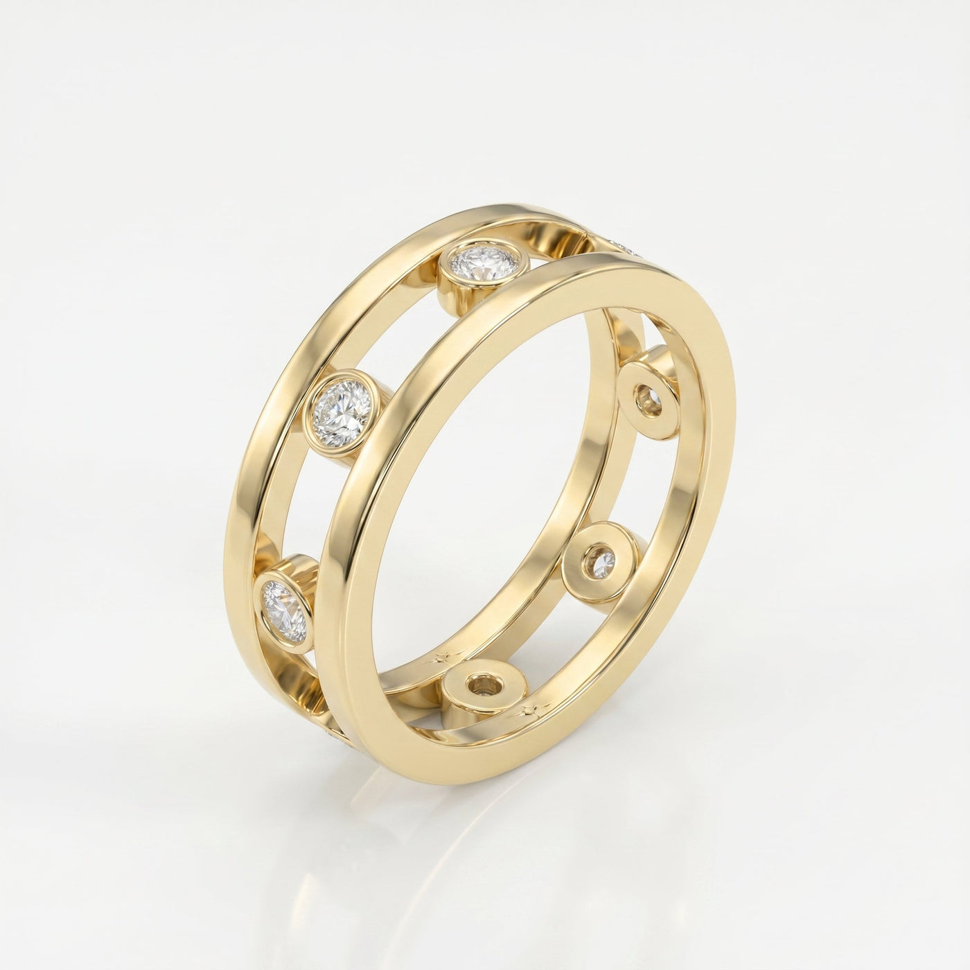 Floating Round Diamond Open Gallery Eternity Band Ring, view 3