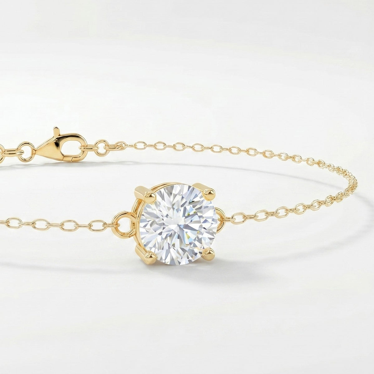 Minimalist Round Cut Diamond Chain Bracelet, view 3