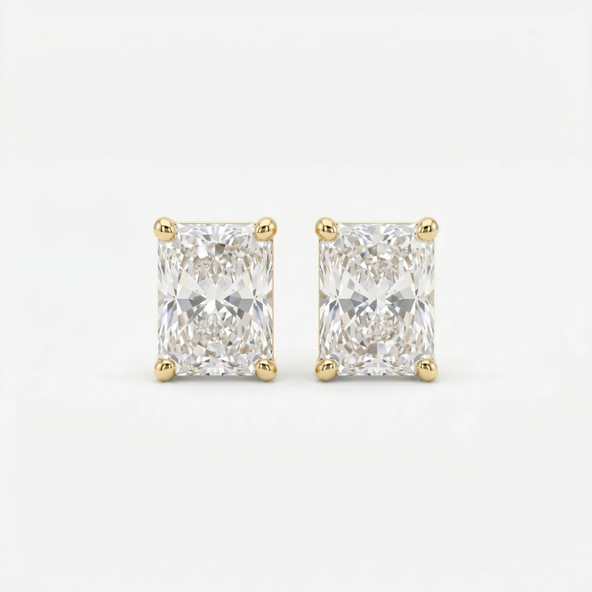 Radiant Cut Diamond Stud Earrings, view 1
