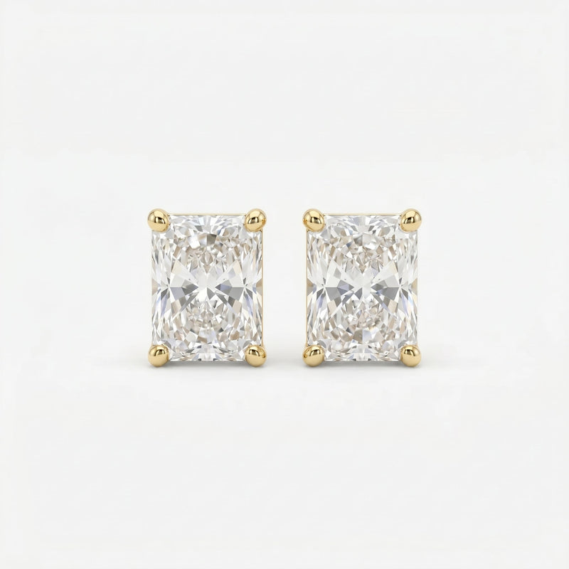 Radiant Cut Diamond Stud Earrings, view 1