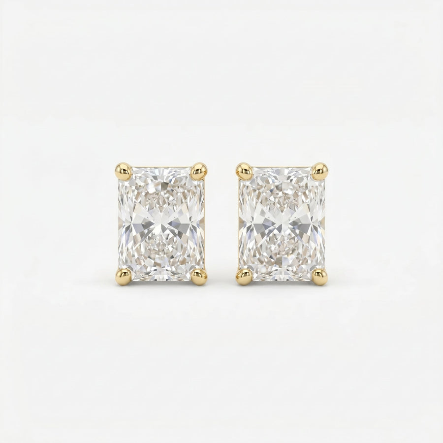 Radiant Cut Diamond Stud Earrings, view 1