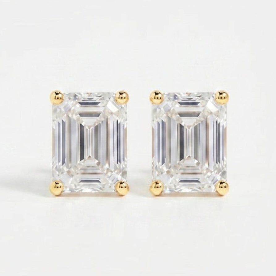 Emerald Diamond Earring Stud, view 1