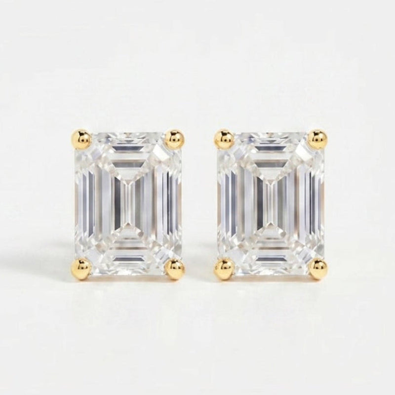 Emerald Diamond Earring Stud, view 1